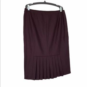Akris Brown Wool and Cashmere Pleated Skirt